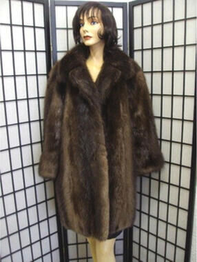 ! EXCELLENT NATURAL LONG HAIRED BEAVER FUR COAT JACKET WOMEN WOMAN SIZE 6-8